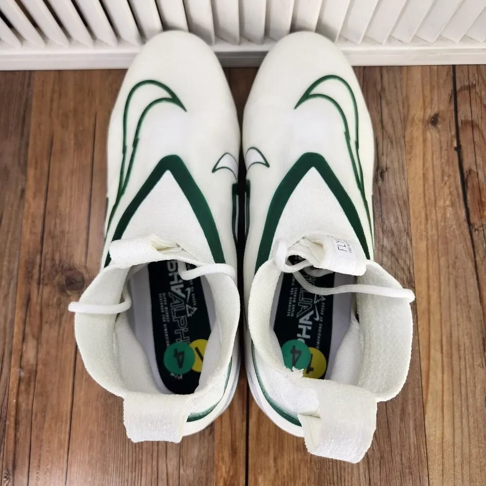 Nike Alpha Menace Elite 3 Mens Size 14 White Green Football Cleats DM1792-103